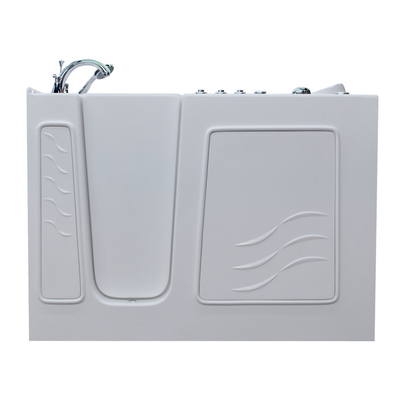 Ashton 52.8'' x 29.5'' Fiberglass Bathtub with Faucet, Left, White