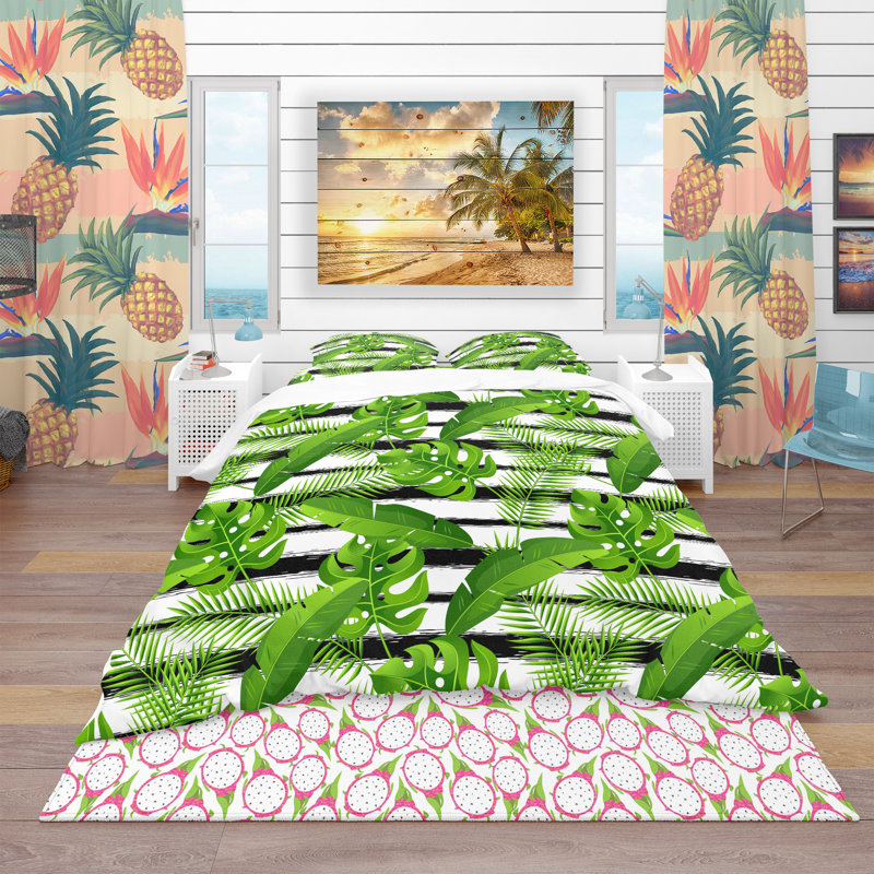 Ensemble de housse de couette tropical, Housse de couette très grand + 2 taies décoratives