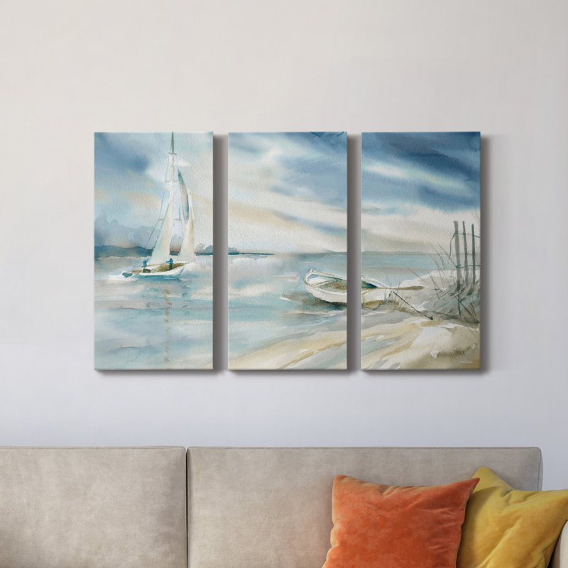 Voile subtile - peinture sur toile tendue 3 pièces, H 60 po x l 120 po x P 1 po