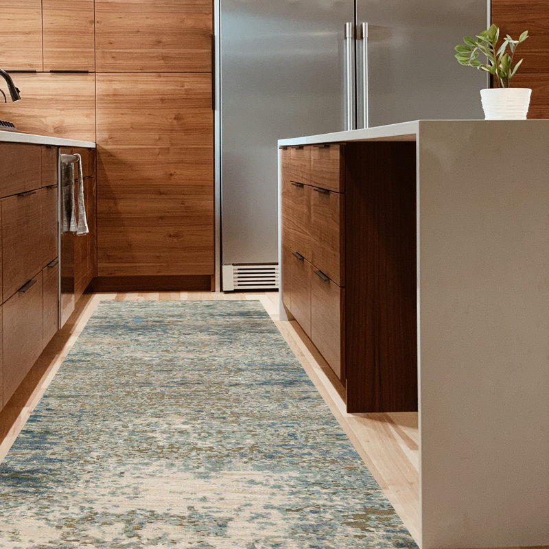 CANSMIT28GYBL Hand Knotted Area Rug, Rectangle 2' 6" x 12'