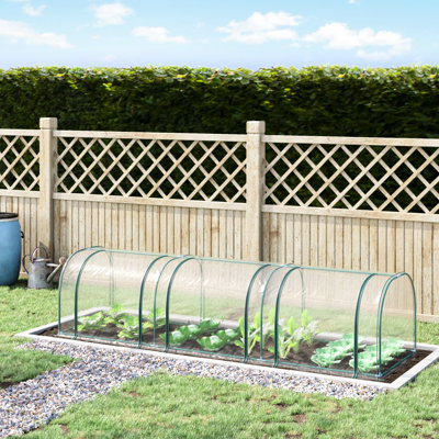 Serre de 11,5 pi x l 3,25 po x H 2,5 po, portative avec portes à fermeture à glissière, avec film et cadre en acier robuste pour le jardinage