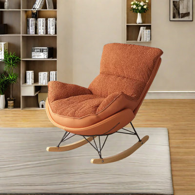 Modern double-sided fabric rocking chair Metal and Solid Wood