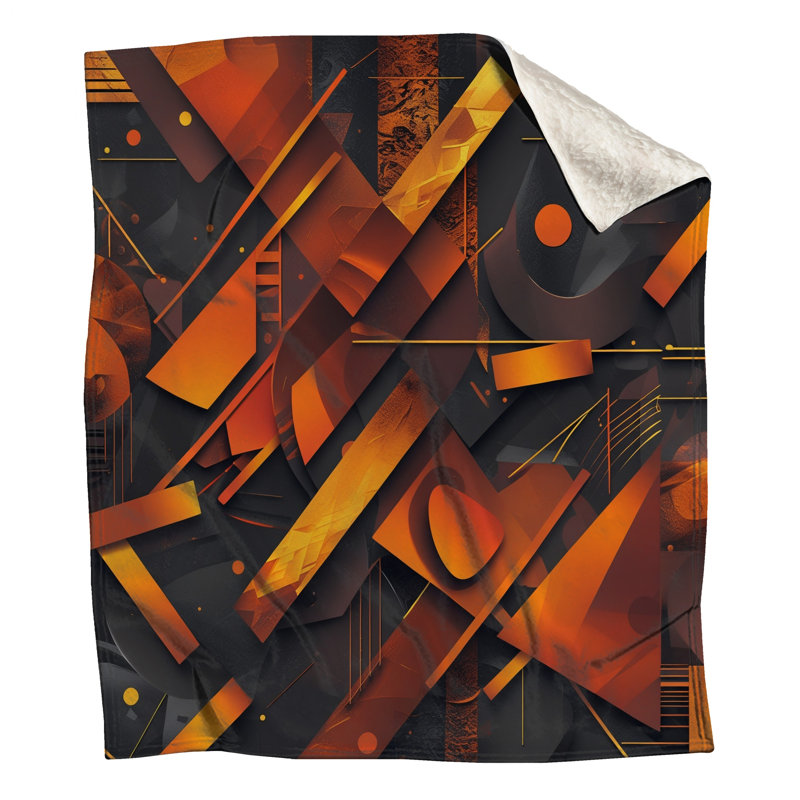 Couvertures abstraites géométriques orange, 50in W x 60in H