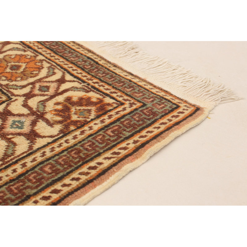 Tapis de zone en laine 6 pi 7 po x 9 pi 8 po noué la 1990 à la main one-of-kind Joan