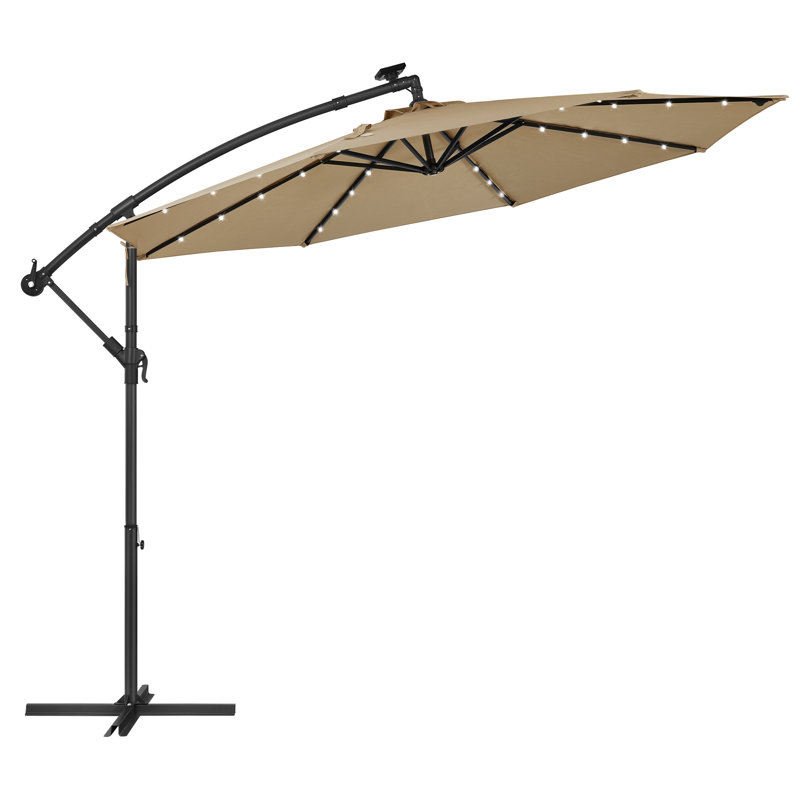 Piqua 300cm Lighted Market Parasol, Taupe