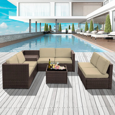 Alresford 8 Pieces Outdoor PE Rattan Sofa Set with Cushions