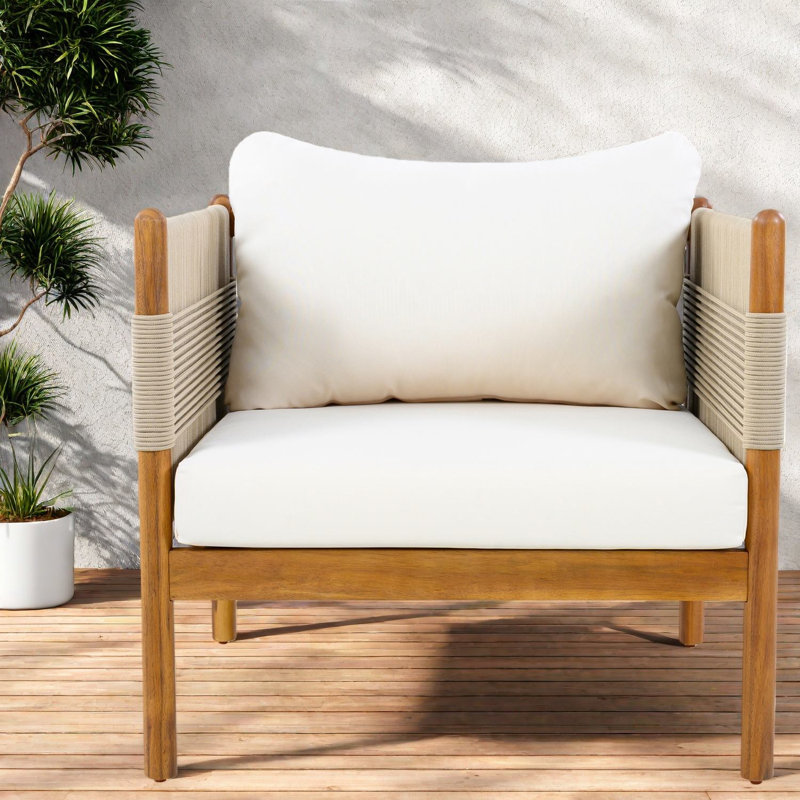 Chaises longues confortables en bois d'acacia tissé pour la maison de patio