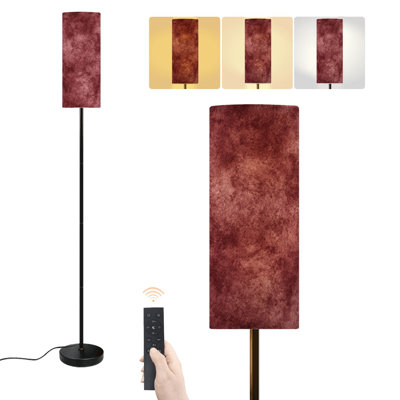 Lampe sur pied rouge foncé blanc moderne tissu abstrait velours luxueux textile doux à intensité variable moderne avec télécommande interrupteur au pied abat-jour abat-jour haut lampadaire pour salon chambre bureau