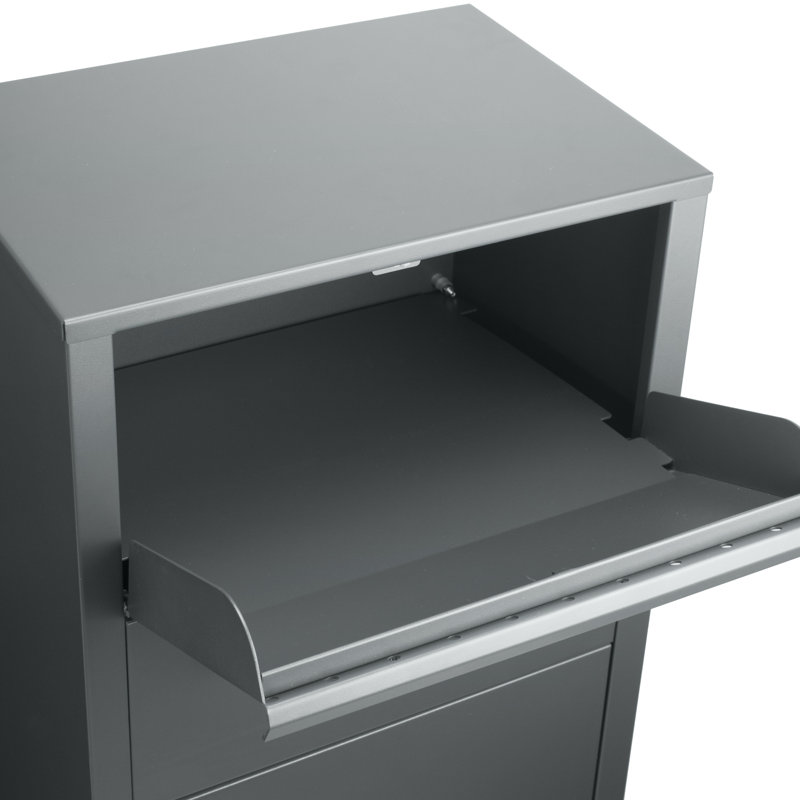 Large Black Steel Parcel Drop Box with Key Lock