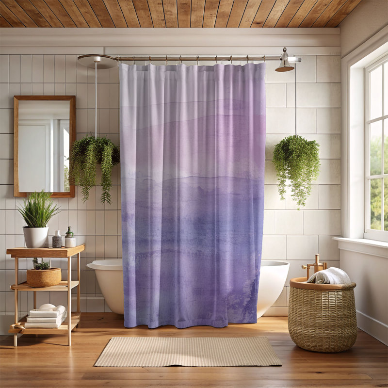 Rideau de douche 1 pièce Gentle Violet Art, H 74 po x l 71 po
