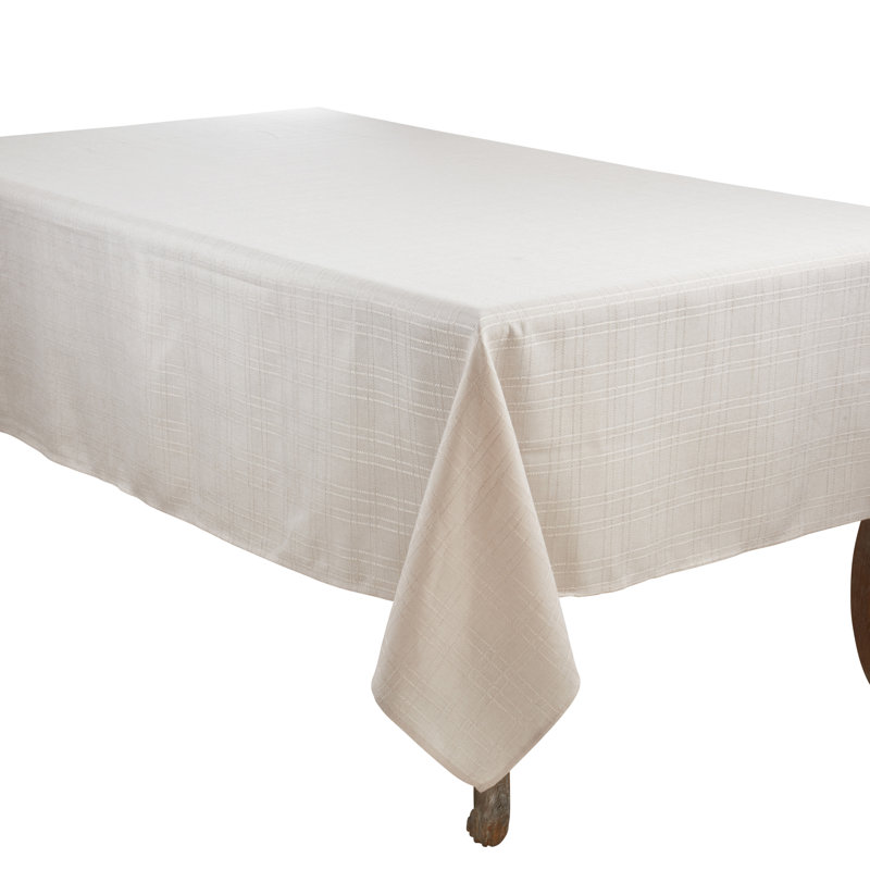 Classic Stitched Plaid Tablecloth, 160" L x 65" W, Pink