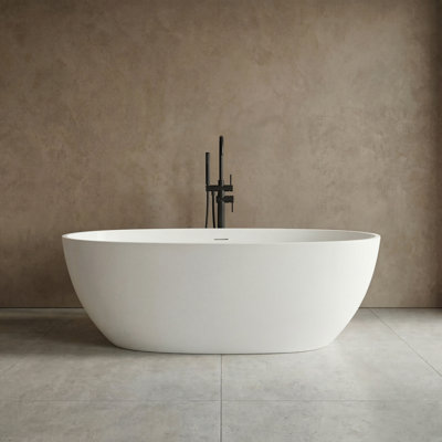 71" x 35.43" Freestanding Soaking Solid Surface Bathtub