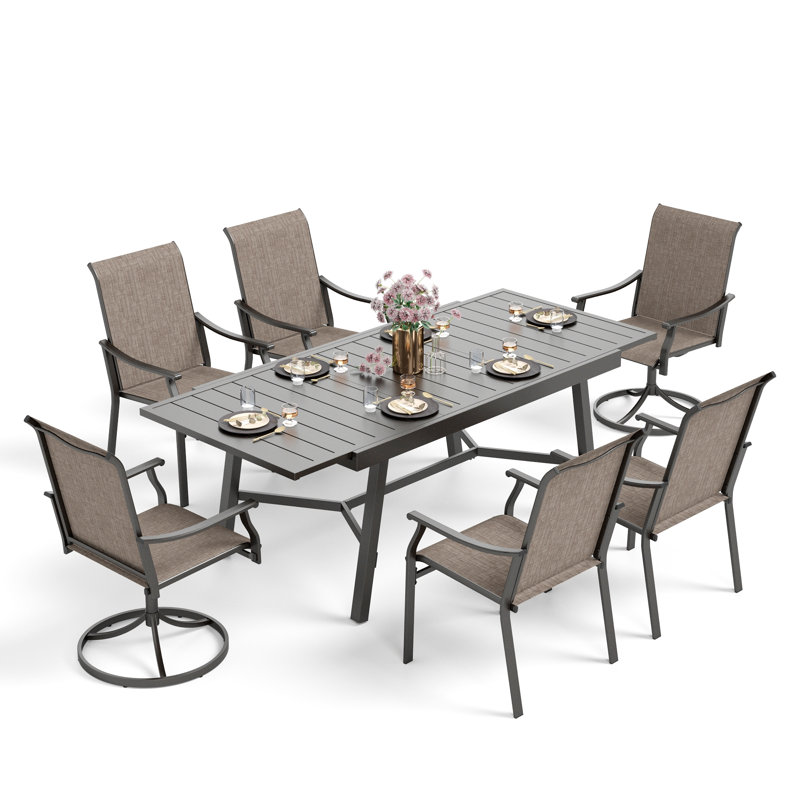 Table de salle à manger extensible pour 6 personnes avec table rectangulaire en métal