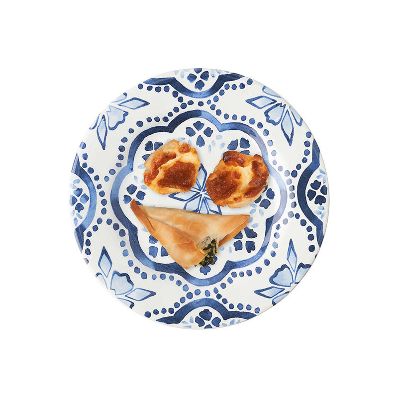 Iberian Side/Cocktail Plate, Indigo/White