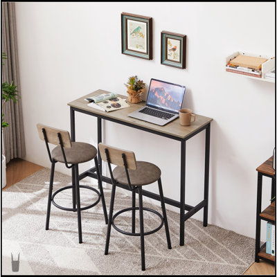 Ensemble de table de bar élégant avec 2 tabourets rembourrés en polyuréthane confortable, parfait pour les petits espaces et les décors modernes