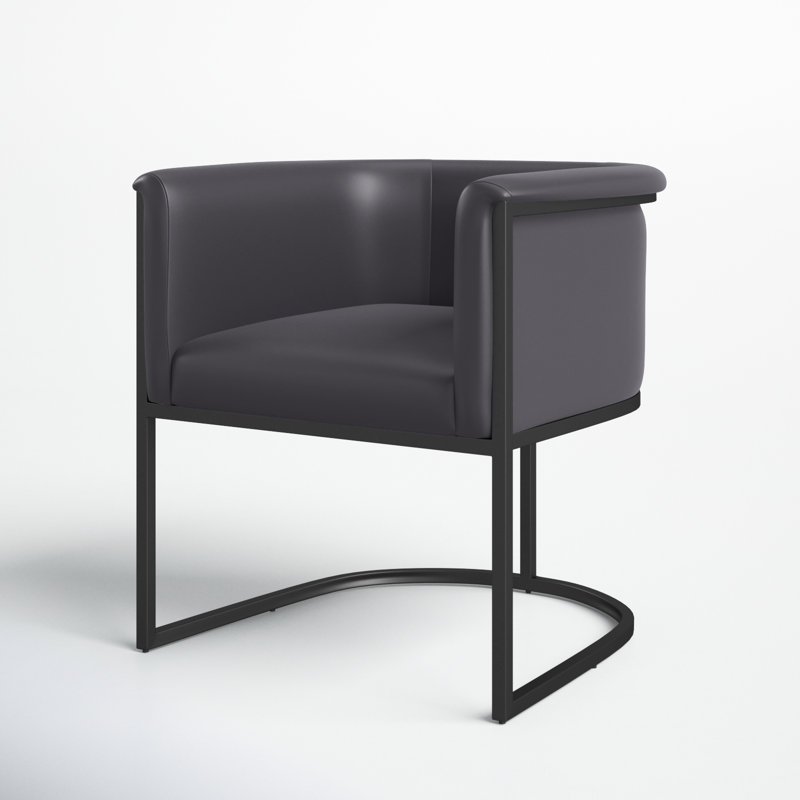 Virgil Faux Leather Upholstered Arm Chair, 1, Black