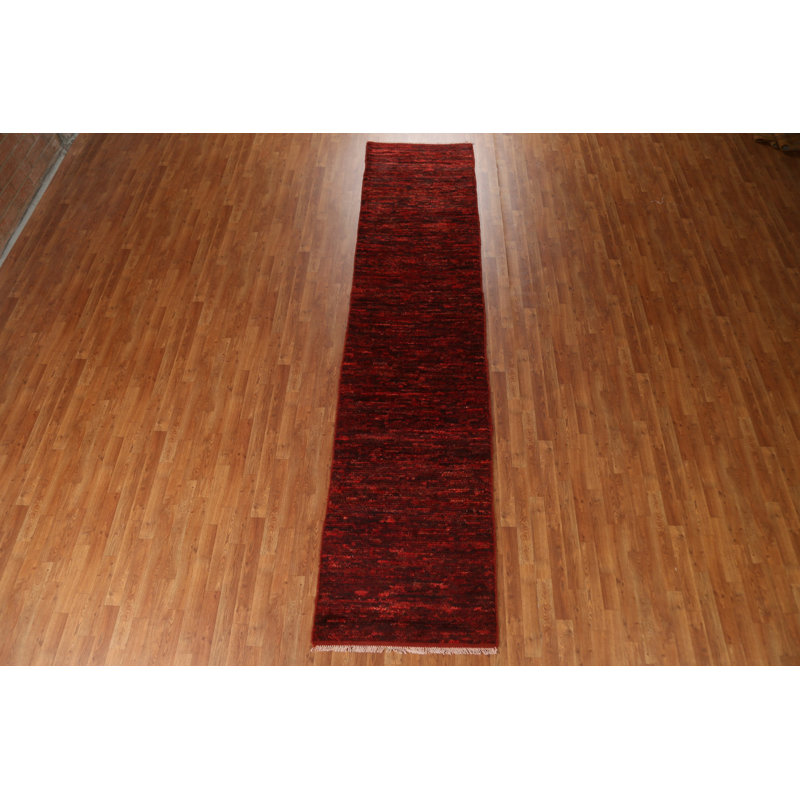 Tapis de couloir marocain foncé foncé noué à la main 3 x 13