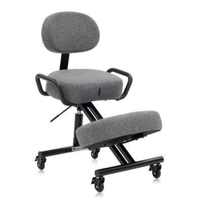 Ergonomic Kneeling Chair with Backrest, Improve Posture, Thick Cushions, Locking Wheels for Home & Office, AKONI 512 by Inbox Zero