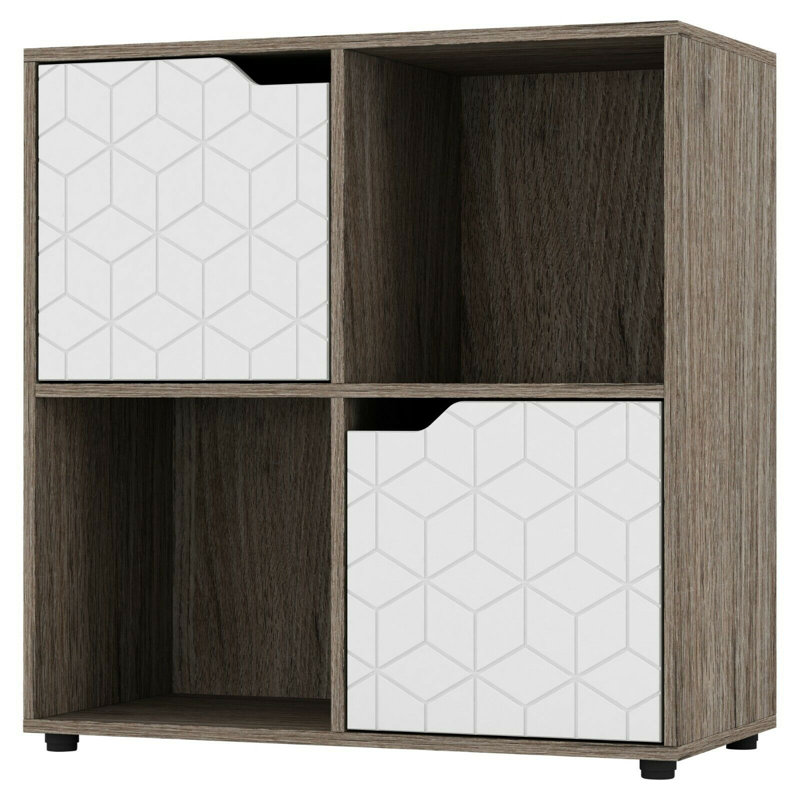 Berno 61cm H x 60cm W Cube Bookcase, Oak/White