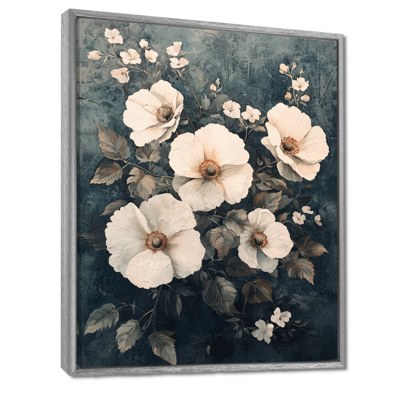 Bayne - impressions murales florales, H 20 po x l 12 po, Reproduction encadrée sans passe-partout, Argent argent