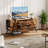 TV Stand for TV up to 65 in, 55 in Entertainment Center with 2 Drawers, Adjustable Shelves, U-Shaped Metal Legs, Farmhouse Wooden TV Console for Living Room, Bedroom, Rustic Amber Oak-124178234-124178235