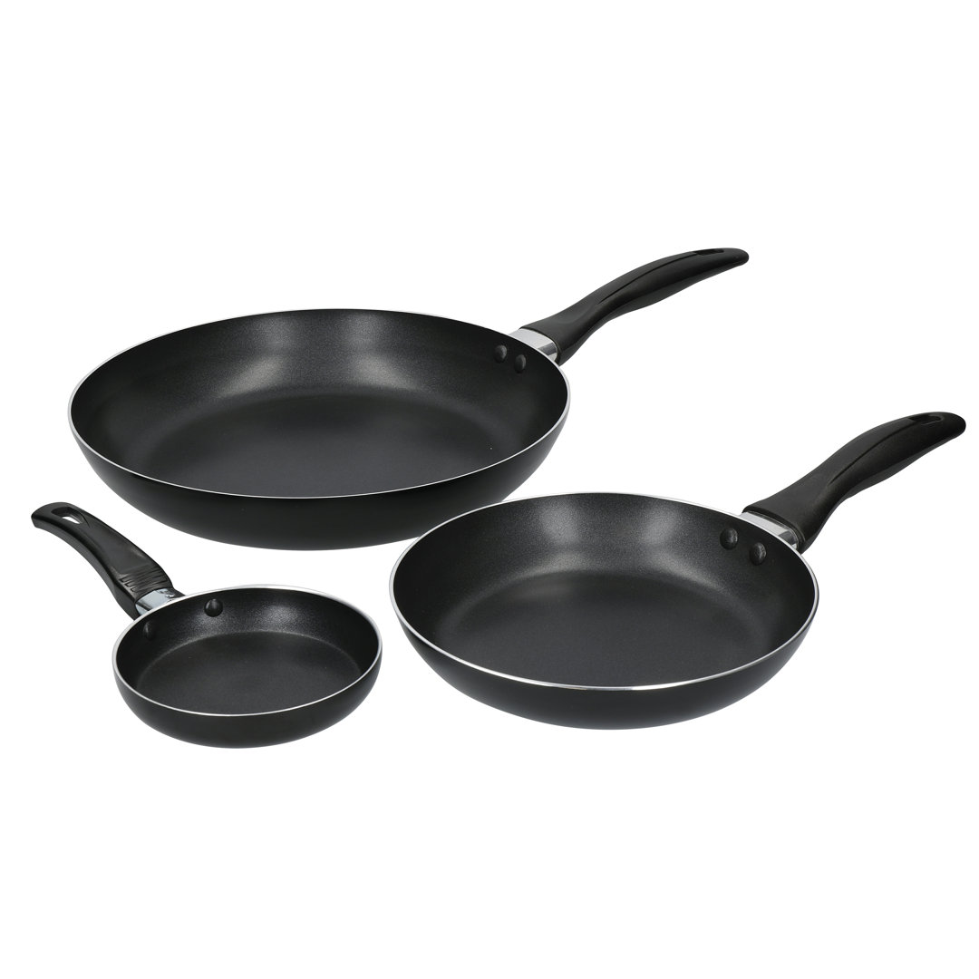 3-Piece Non-Stick Frying Pan Set with Lids