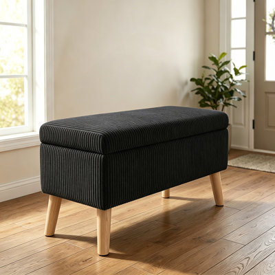 Banc de rangement avec repose-pieds, boîte de rangement rabattable, banc de lit rembourré
