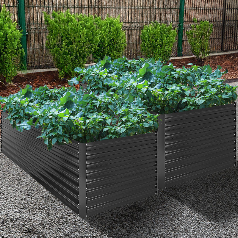 Metal Outdoor Raised Garden Bed(Set of 2), 24" H x 72" W x 36" D, Black, 2