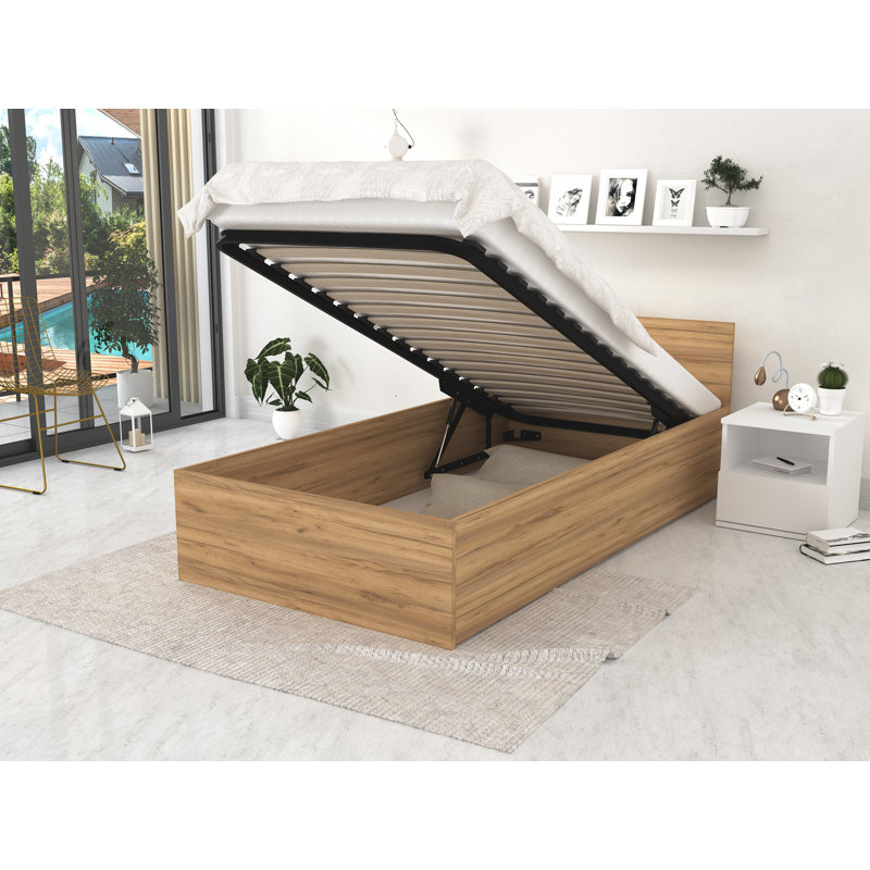 Audrienna Solid Wood Bed, Oak, European Single (90 x 200cm)