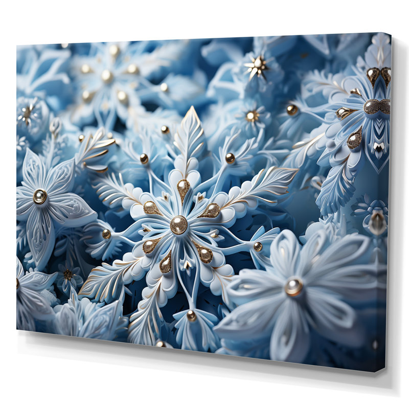 Flocons de neige scintillants I - impression, Toile tendue, H 24 po x l 32 po x P 1 po