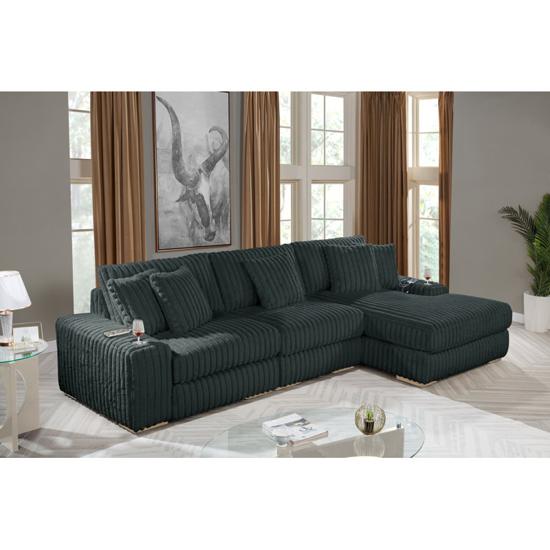 Canapé modulaire réversible à rayures Puffy, Gris