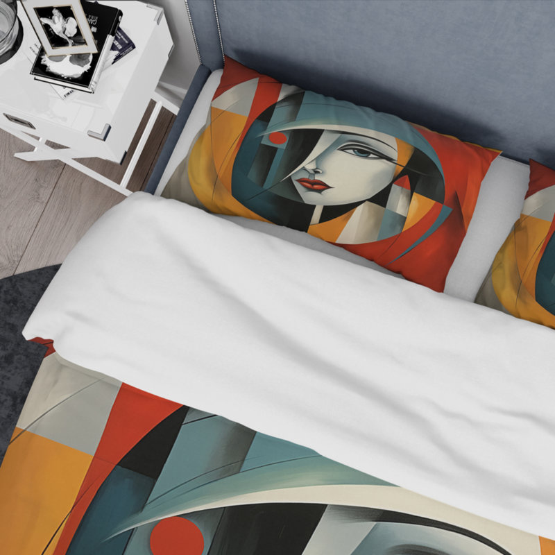Ensemble de housse de couette en microfibre / polyester Cubism, Housse de couette pour très grand lit et 2 très