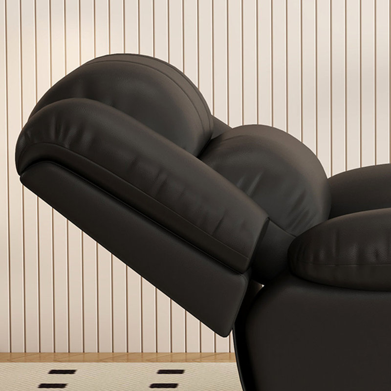 Minisha Faux Leather Swivel Recliner, Black Faux Leather