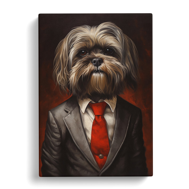 Shih Tzu in a Suit Painting No.2 - Wrapped Canvas, 50cm H x 35cm W x 3cm D