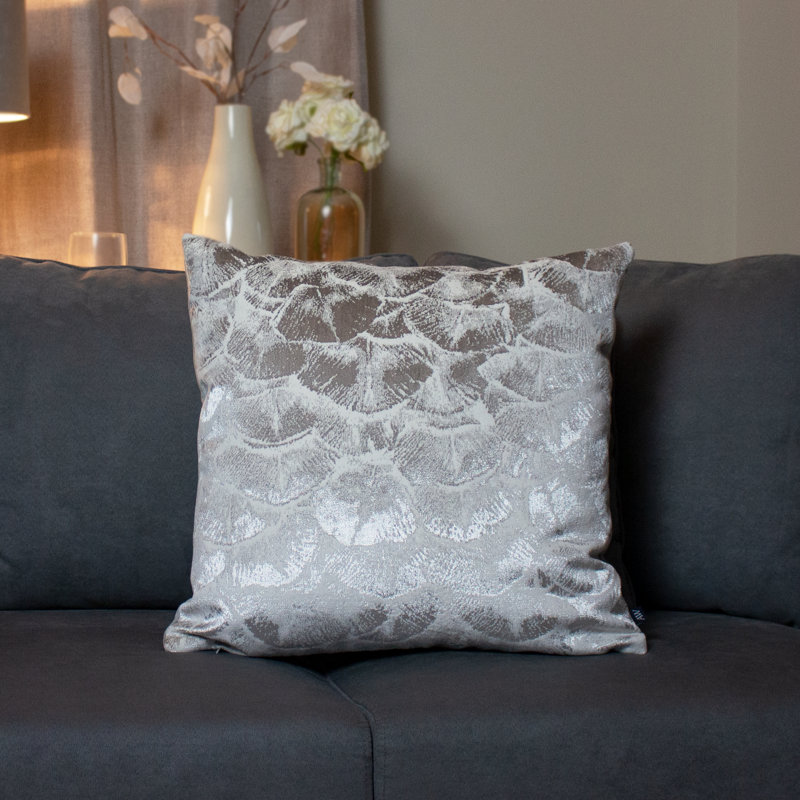 Brawner Geometric Square Cushion, Dark Grey, Feathers