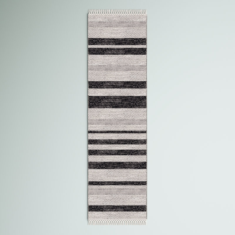 Tapis ivoire / noir Charvik, Tapis de couloir 2 pi 3 po x 8 pi
