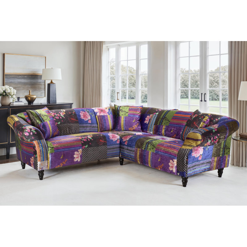 Redbridge 5 Seater Corner Sofa , Blue/Pink/Green
