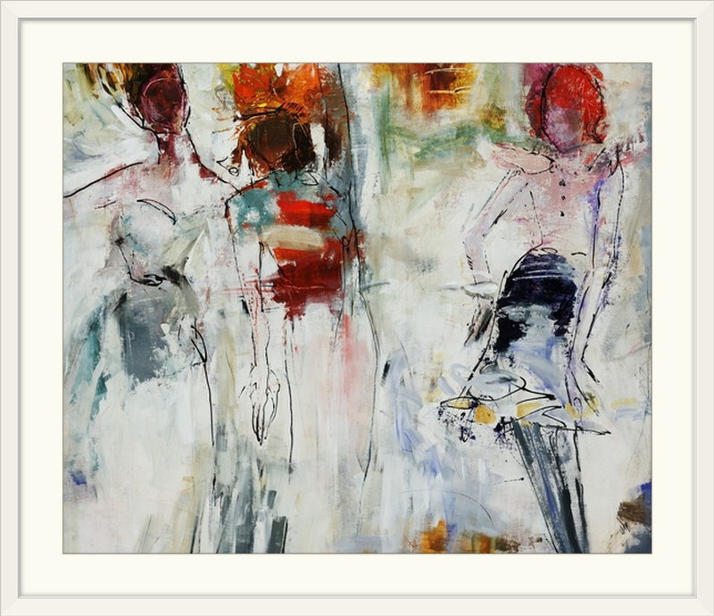 Tolya «Summer Party», reproduction d'art Aniha, Cadre blanc, H 28 po x l 32 po x P 1 po
