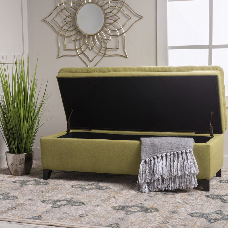 Modern storage ottoman, Faux Leather, Green