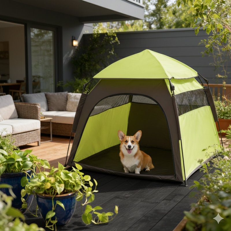 Abri de camping transportable pour animaux de compagnie, auvent escamotable pour chiens
