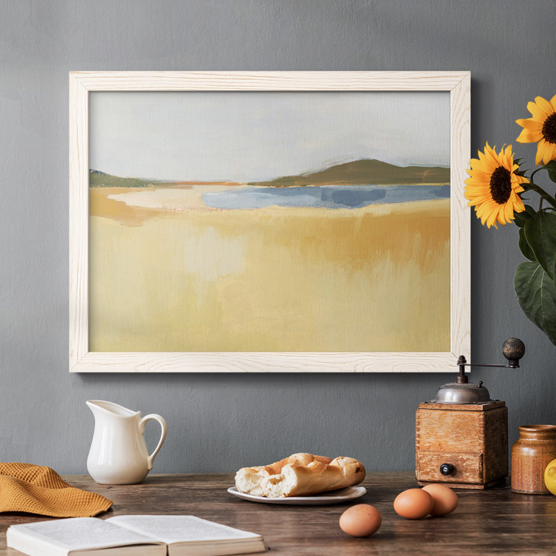 Ochre bord de mer I - Toile tendue avec châssis rustique, Blanc, H 28 po x l 42 po x P 1,5 po