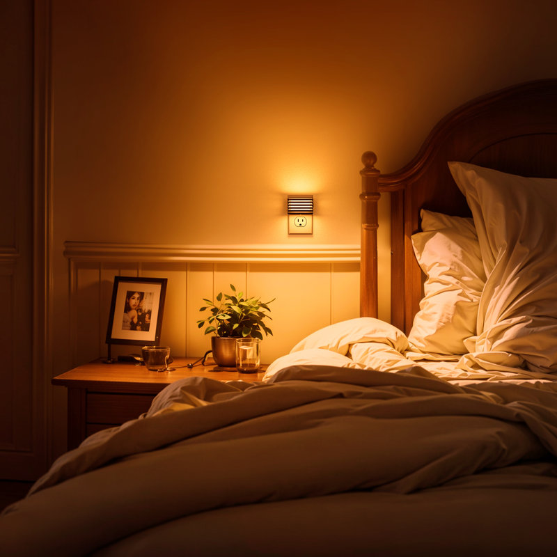 Nightstand Lights, Amber 2000K, Grille Design, 3-Level Dimmer, Light Sensor