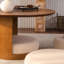 Table basse 31,5 "en bois avec 3 tabourets gigognes en tissu