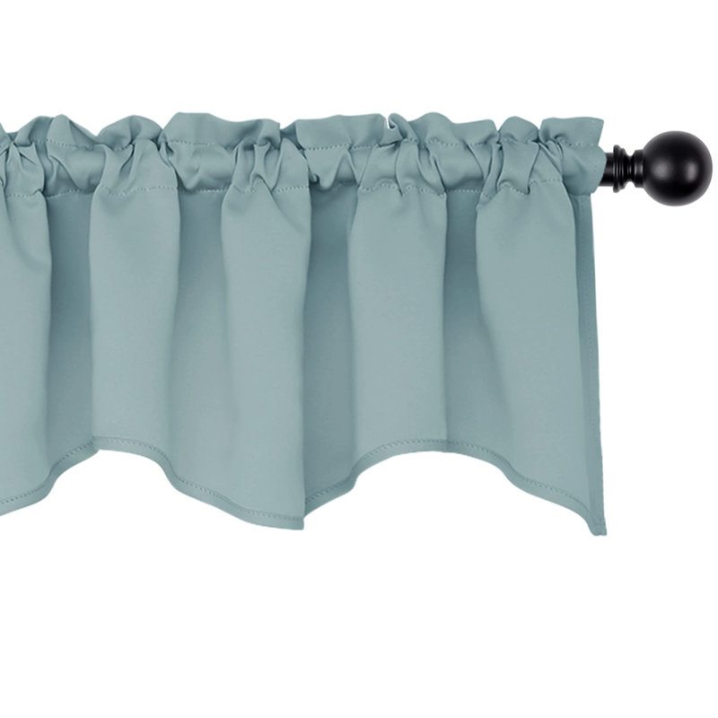 Rod Pocket Blackout Scalloped Kitchen Valances,1 Panel, 42" W x 18" L, True Red