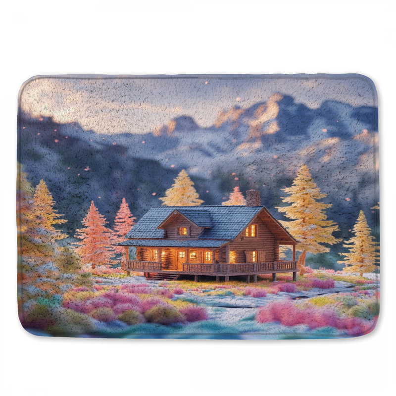 Tapis de bain Cozy Cabin In Mountains, L 24 po x L 17 po