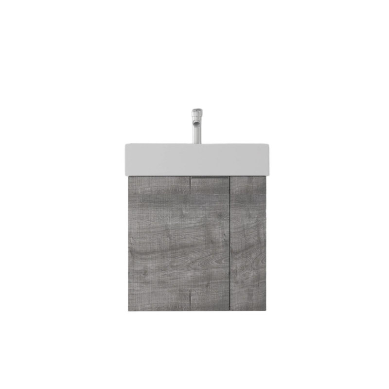 Ensemble de meuble-lavabo mural 21 po avec lavabo et portes à fermeture en douceur pour petites salles de bain, Grey