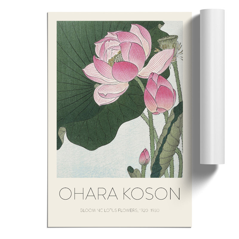 Pink Lotus Flower by Ohara Koson - No Frame Print, 42cm H x 30cm W x 0.1cm D