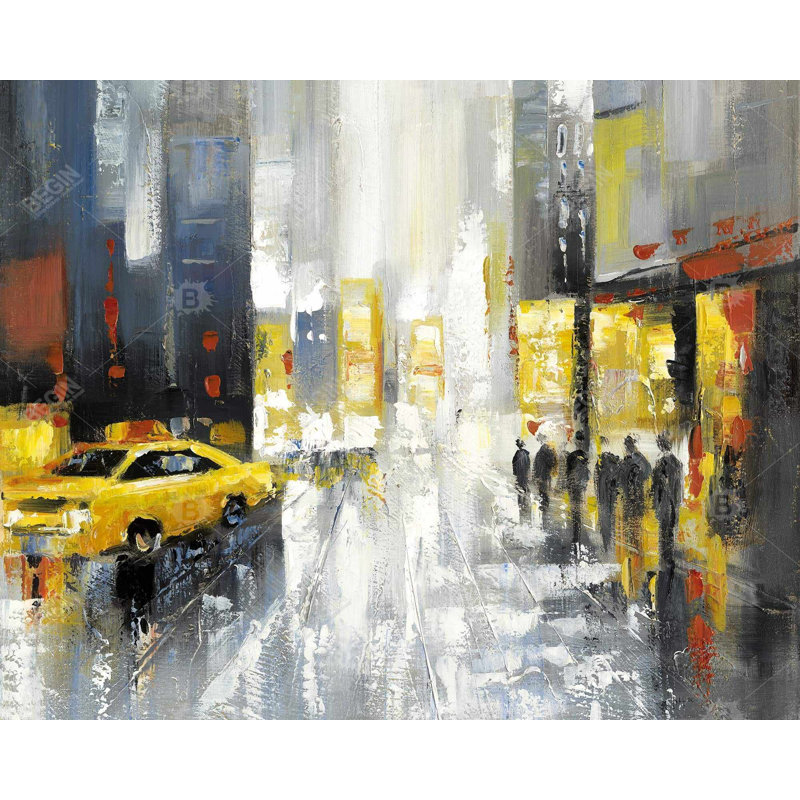 «Rainy Busy Street» sur toile