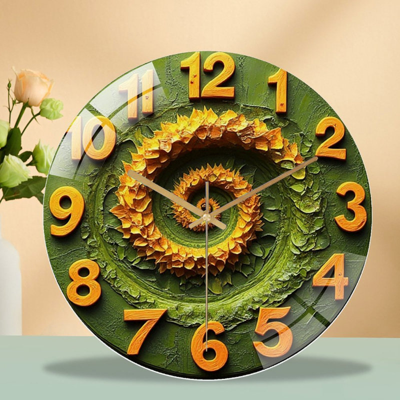 Horloge murale tournesol en spirale 12 po