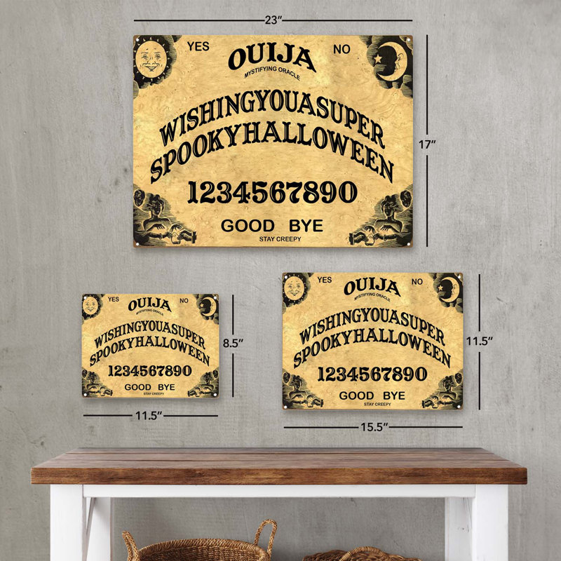 Panneau en métal Ouija, H 11,5 po x l 15,5 po x P 0,04 po